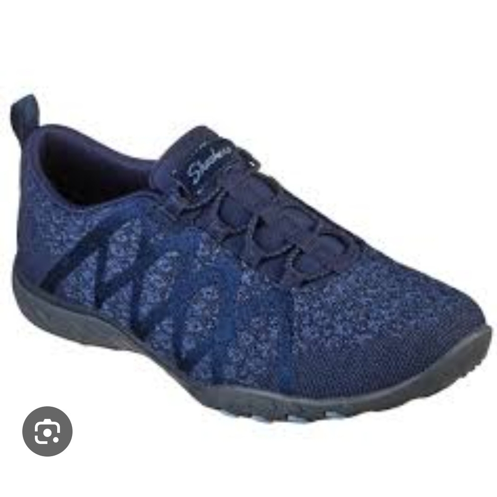 Skechers Breathe‑Easy Infi‑Knity Navy Relaxed Fit Slip‑On Walking Shoe W 7.5
